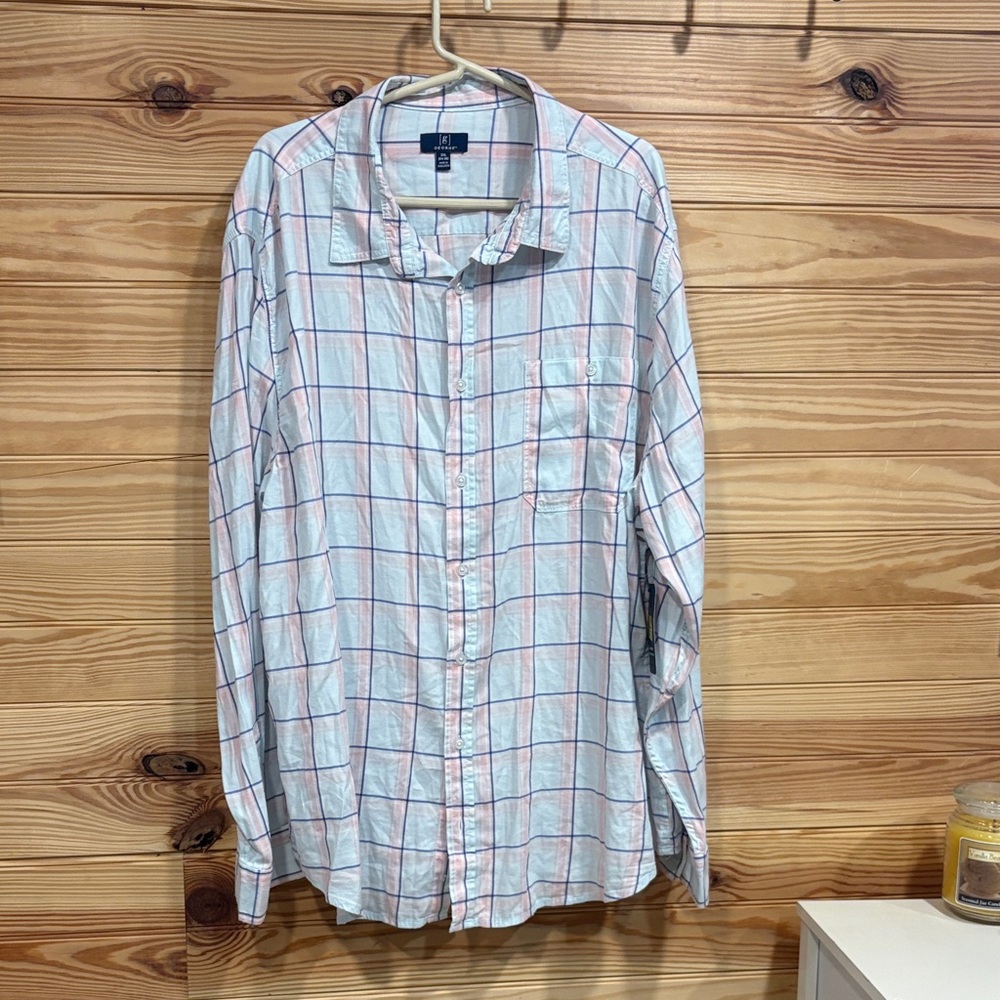 GEORGE Light Blue and Pink Plaid Men's Shirt